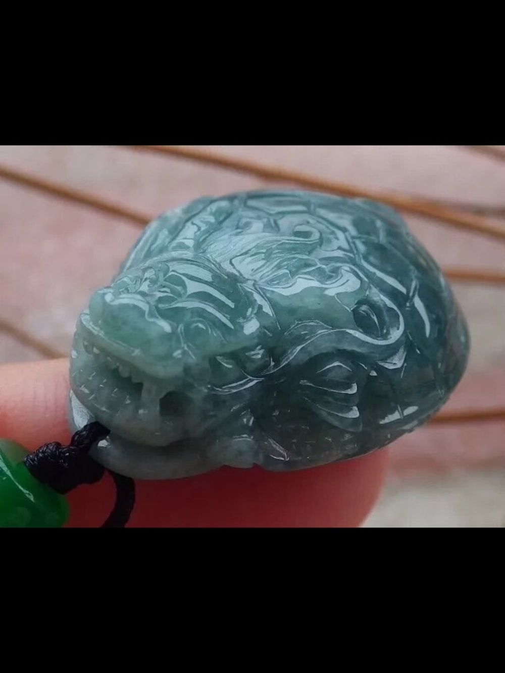 Dragon turtle pendant certificate jadeite jade green
